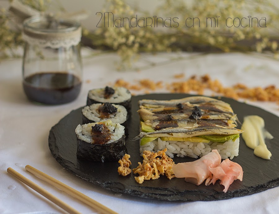 #MomentoSundãriSushi. Makis y nigiri sushi de boquerones y aguacate con mayonesa de wasabi