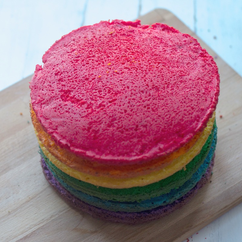 receta tarta arcoiris. rainbow cake