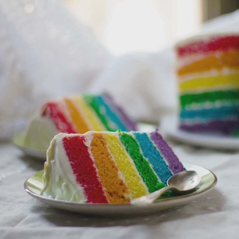 receta tarta arcoiris. rainbow cake