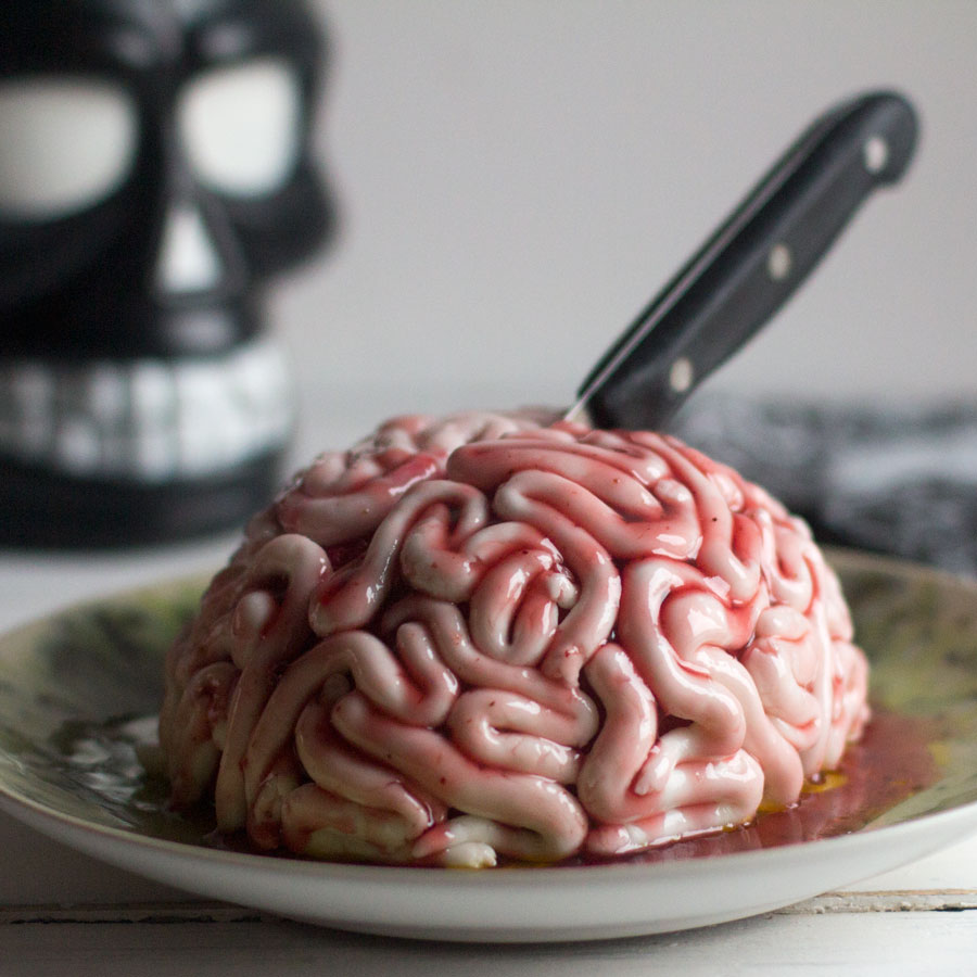como preparar una tarta cerebro muy facil para halloween